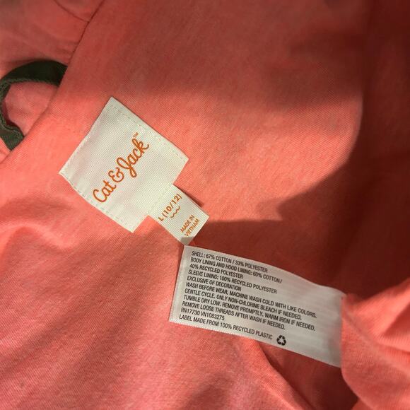 Cat & Jack Kids Jacket SZ L 10-12 Khaki Green Long Sleeve Lined Hooded  Utility - Picture 8 of 13